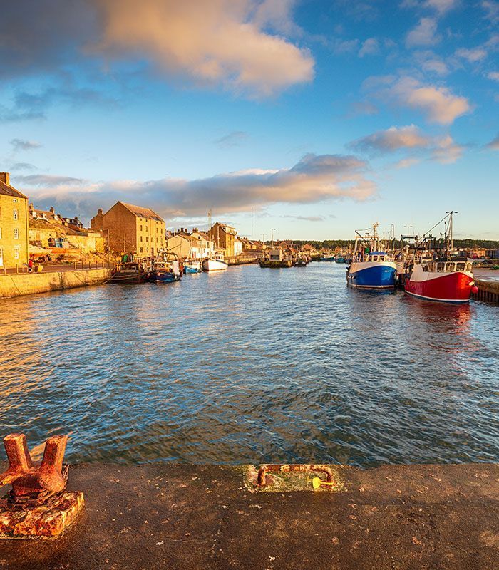 The harbour at Burghead on the Moray coast near Elgin in Scotland